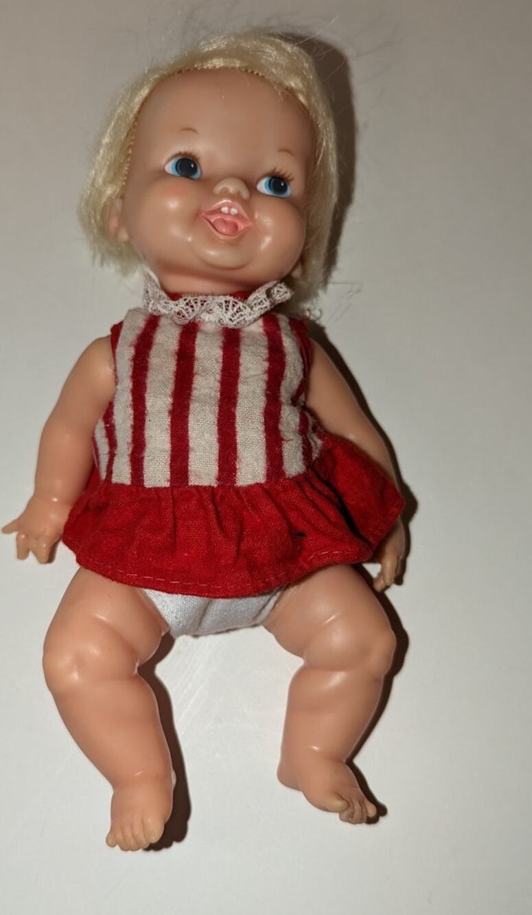 Vintage 9" 1970 Ideal Belly Button Doll Original Dress